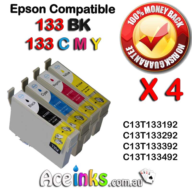 4 Pack Combo Compatible EPSON 133 BK C / M / Y